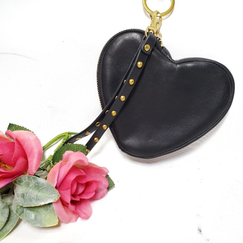 Black Leather Heart Wristlet, by and Other Stories